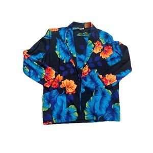 Vtg Jazzy Tropical‎ Blazer Women's Size Medium Shoulder Pads